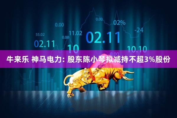 牛来乐 神马电力: 股东陈小琴拟减持不超3%股份